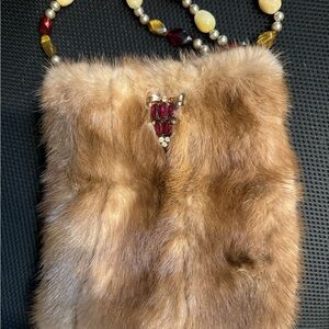 One of a kind, real mink handbag